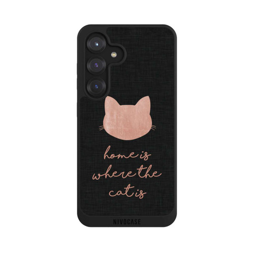 Samsung Galaxy S25 NIVOpure Home Is Where The Cat Is - Pink on Black 
