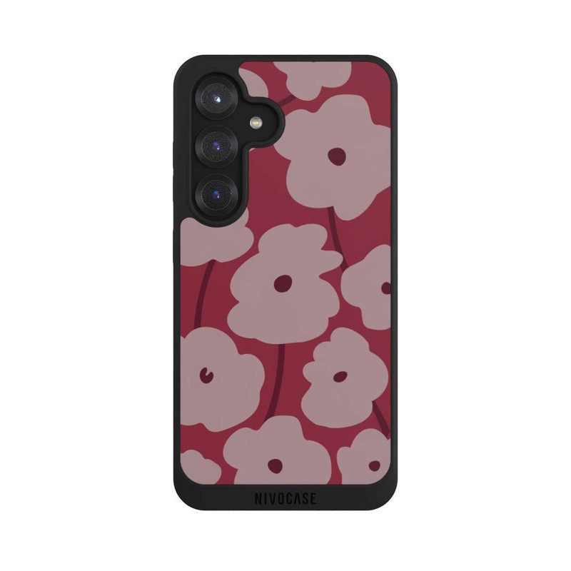 Galaxy S25 NIVOpure Fleurs Minimalistes Bordeaux