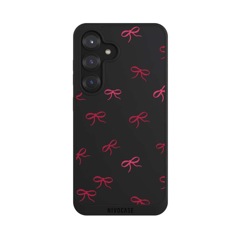 Galaxy S25 NIVOpure Bows Red Pattern Transparent
