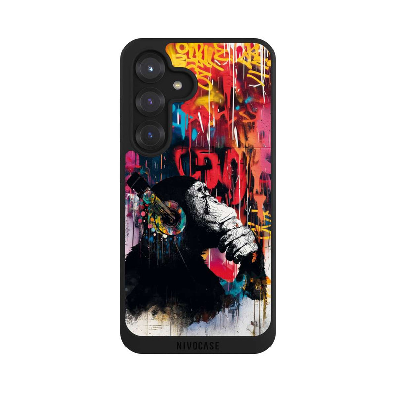 Galaxy S25 NIVOpure Affe Stereo Kopfhörer Graffiti Street Art Blau