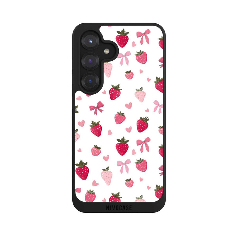 Galaxy S25 NIVOpure Erdbeer Herz Schleifen Muster Pink