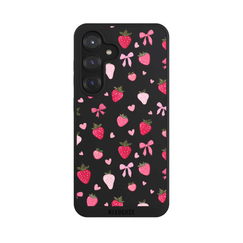 Samsung Galaxy S25 NIVOpure Erdbeer Herz Schleifen Pink Muster Transparent