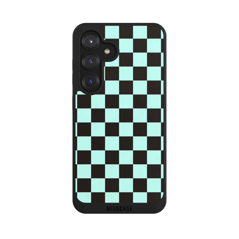 Galaxy S25 NIVOpure Checked Pattern Blue Brown