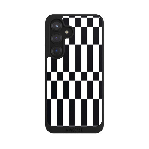 Samsung Galaxy S25 NIVOpure Checked Abstract Bold Black and White Color Block