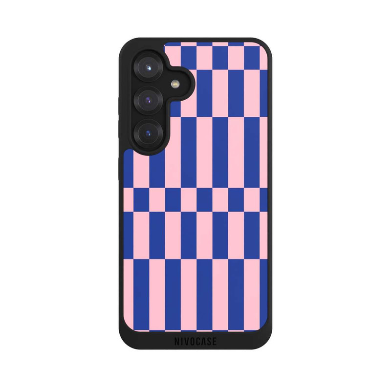Galaxy S25 NIVOpure Checked Abstract Bold Electric Blue and Pink Color Block
