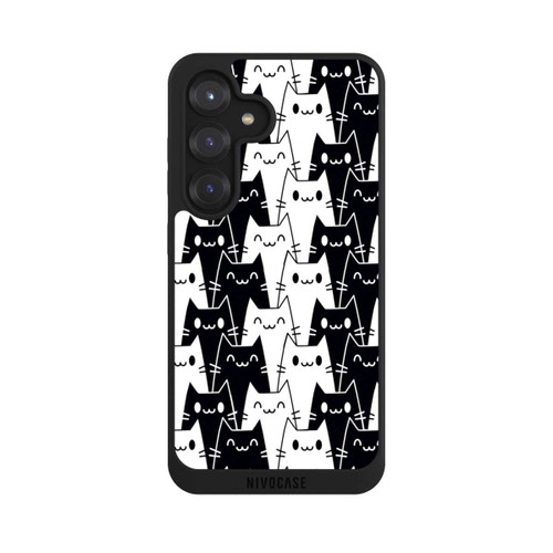 Samsung Galaxy S25 NIVOpure Katzentapete Schwarz Weiß