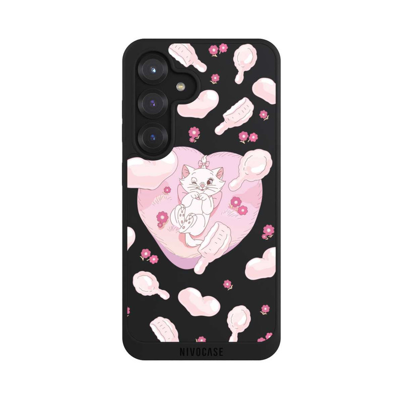 Galaxy S25 NIVOpure Aristochats Marie Cœurs Rose Transparent