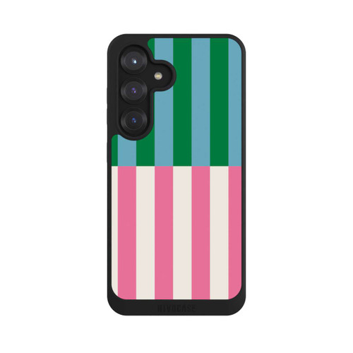 Samsung Galaxy S25 NIVOpure Motif Rayé Vert Rose