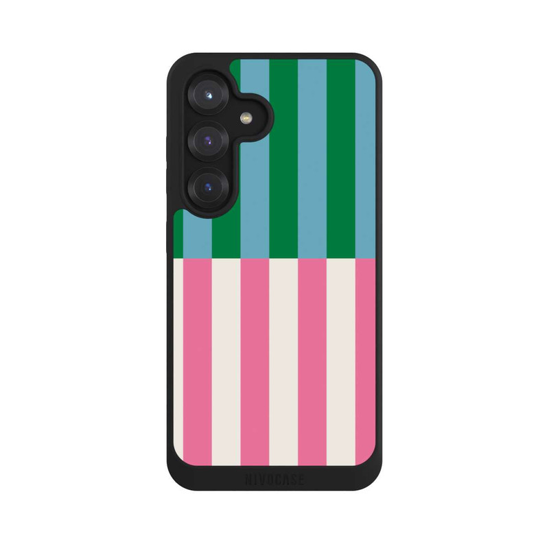 Galaxy S25 NIVOpure Stripe Pattern Green Pink