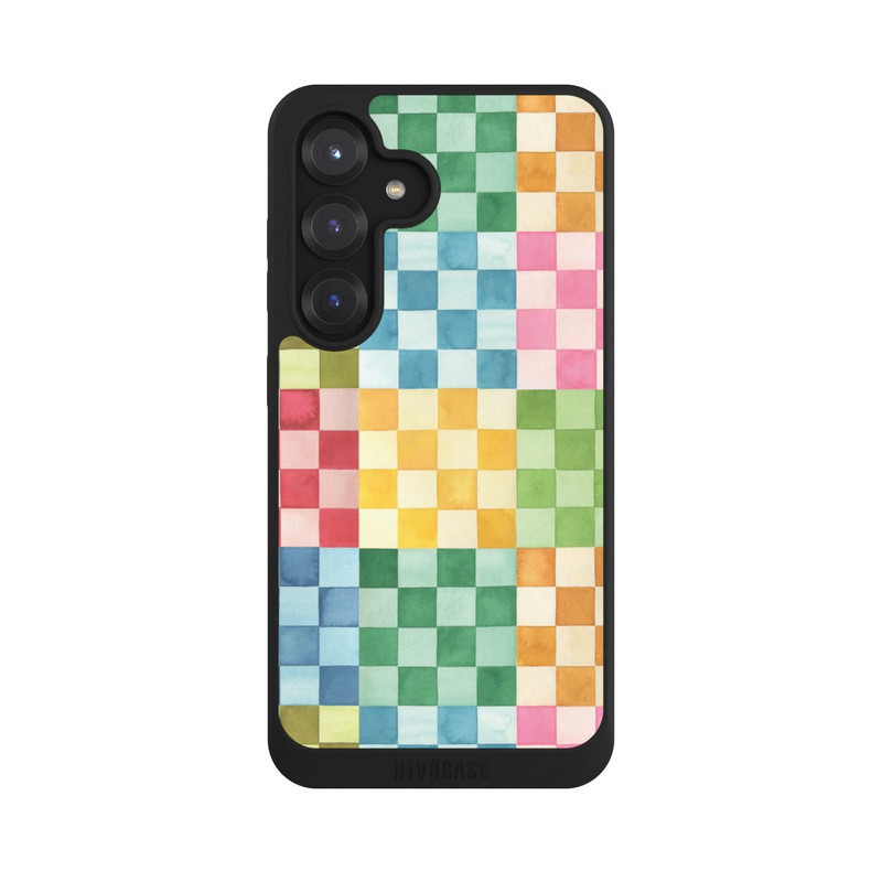 Galaxy S25 NIVOpure Checkerboard Watercolor Chess Geometric Red