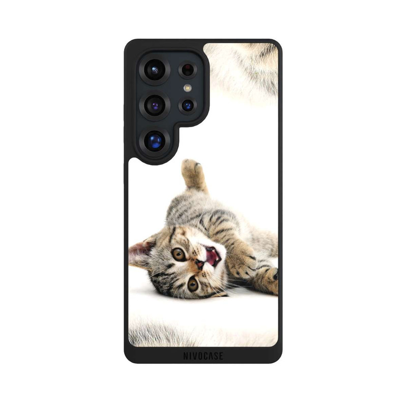 Galaxy S25 Ultra NIVOpure Sich wälzende Katze