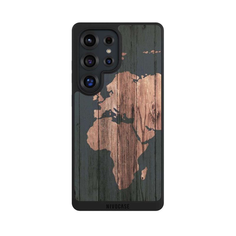 Galaxy S25 Ultra NIVOpure Carte du Monde Effet bois