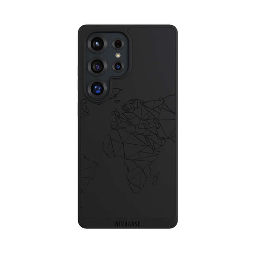 Samsung Galaxy S25 Ultra NIVOpure Polygon Weltkarte Schwarz ohne Hintergrund