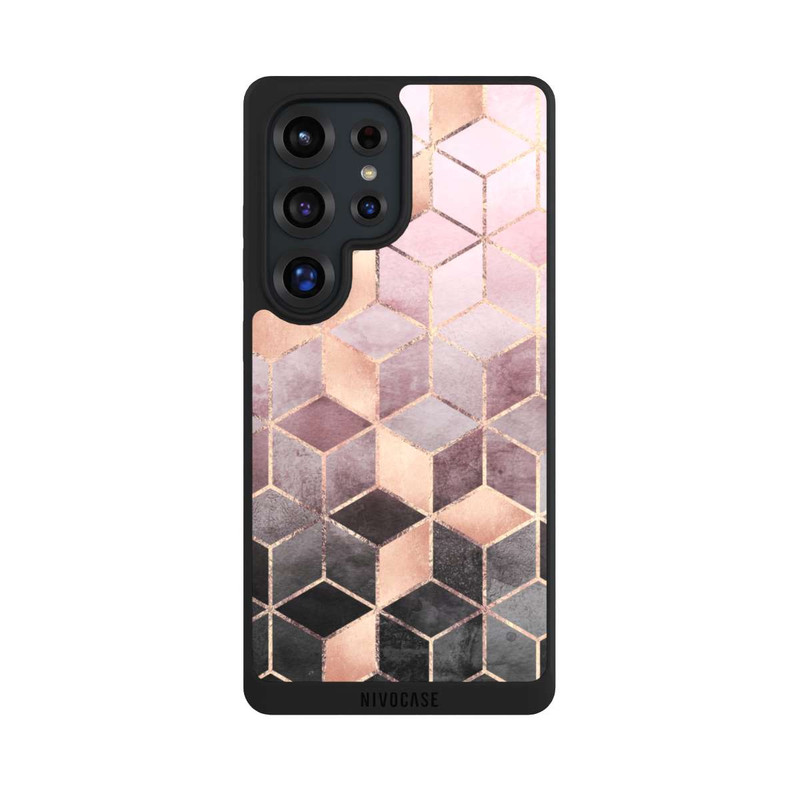Galaxy S25 Ultra NIVOpure Imprimé Cubes Dégradés Gris Rose