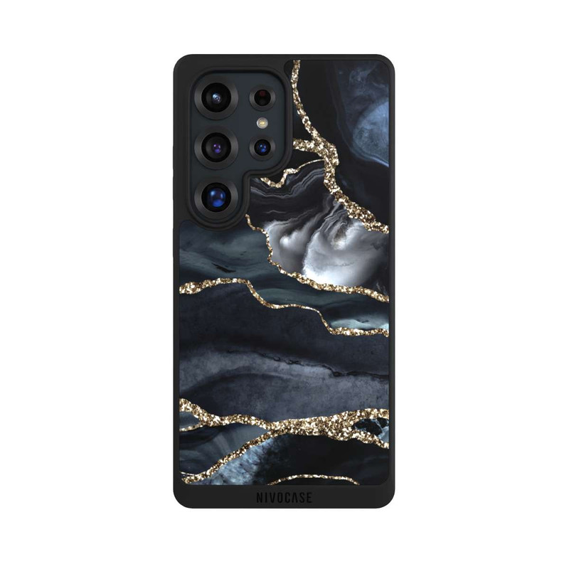 Galaxy S25 Ultra NIVOpure Dunkler Marmor Gold Glitzerlook