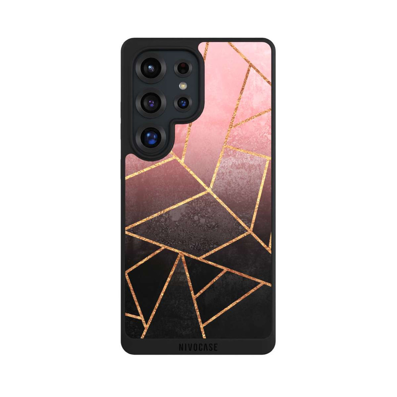 Galaxy S25 Ultra NIVOpure Pinker und Schwarzer Stein Gold Druck