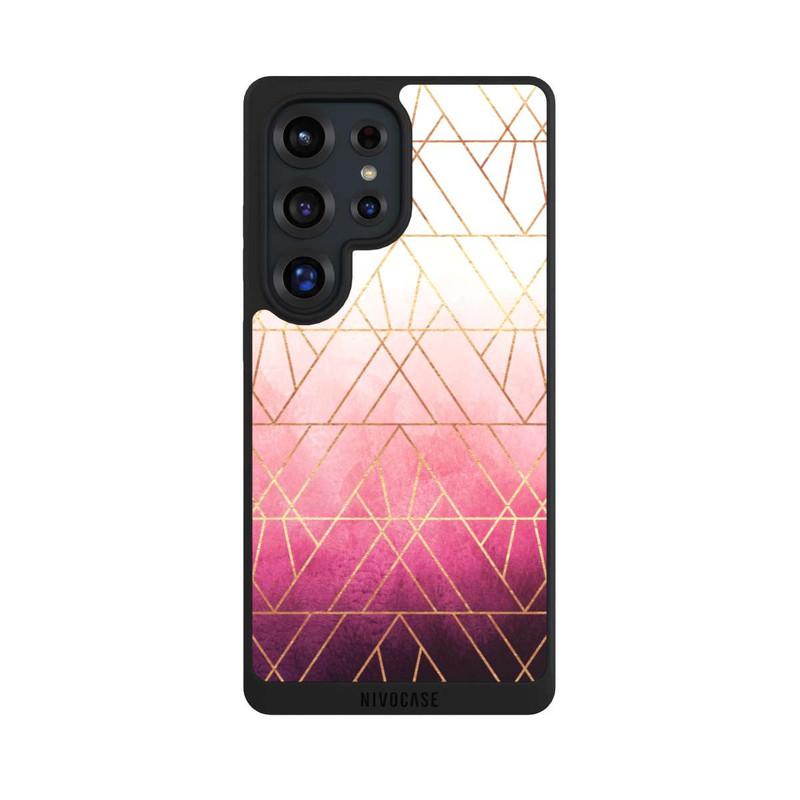Galaxy S25 Ultra NIVOpure Triangles ombrés roses imprimé doré