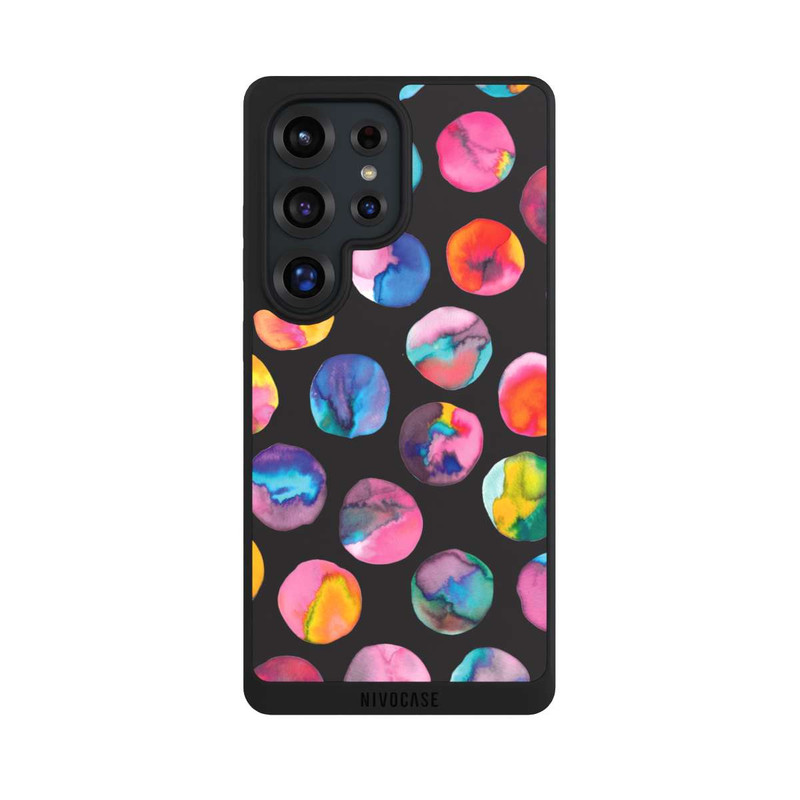 Galaxy S25 Ultra NIVOpure Bunte Tintenmurmeln Punkte Schwarz