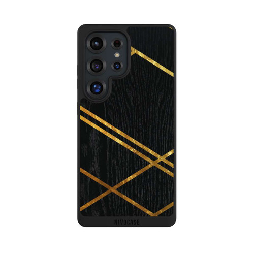 Samsung Galaxy S25 Ultra NIVOpure Black Geometric Pattern Golden Stripes