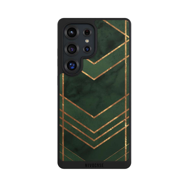 Galaxy S25 Ultra NIVOpure Motif vert foncé rayures dorées