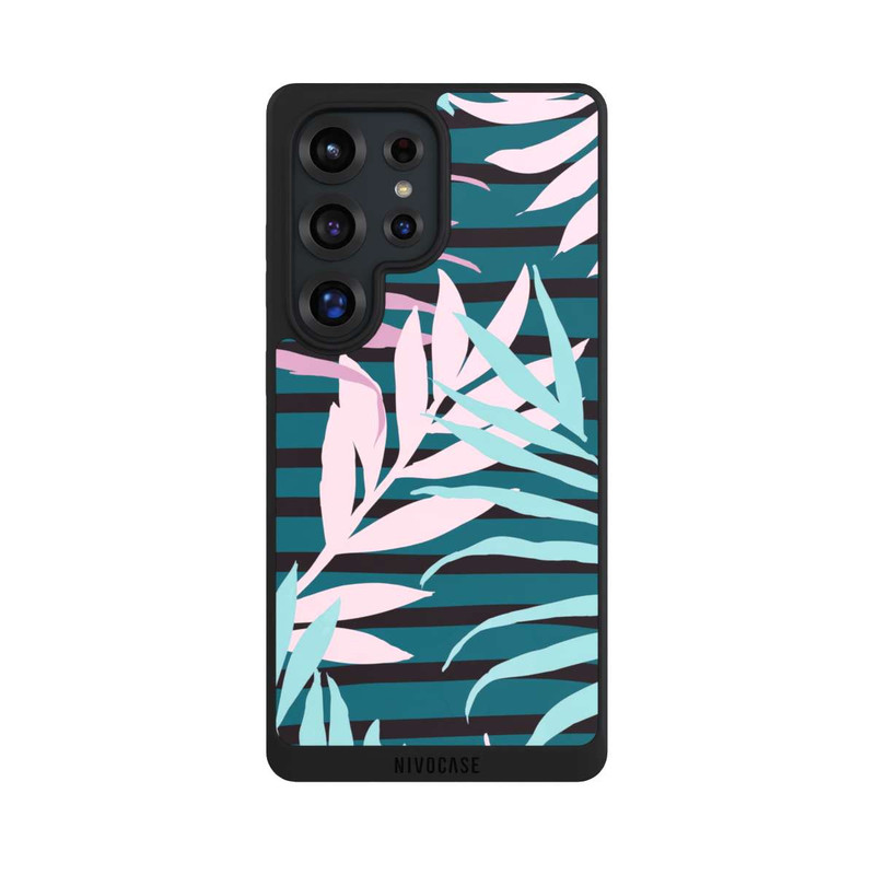 Galaxy S25 Ultra NIVOpure Pastell-Dschungelblätter rosa blaugrün