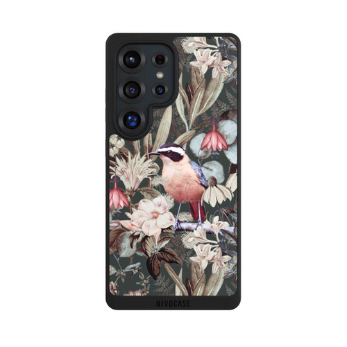 Samsung Galaxy S25 Ultra NIVOpure Orangefarbener Vogel im Vintage Blumenmuster