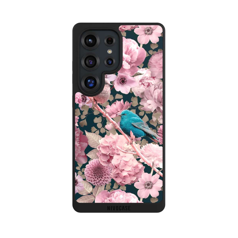 Galaxy S25 Ultra NIVOpure Moineaux à motif de fleurs roses