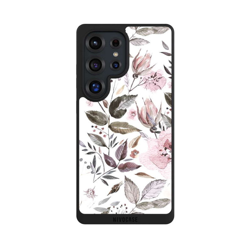 Galaxy S25 Ultra NIVOpure Aquarelle Fleurs Roses Brunes
