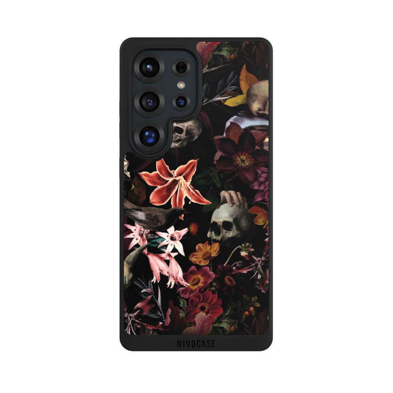 Galaxy S25 Ultra NIVOpure Skulls and Flowers on Dark Background