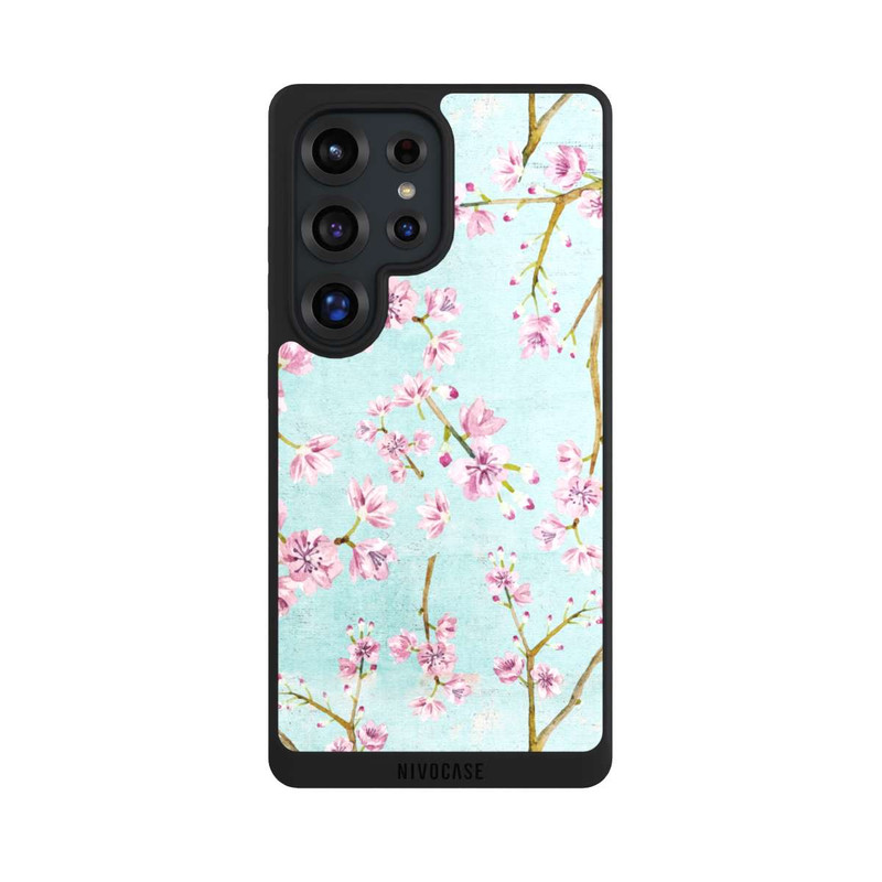 Galaxy S25 Ultra NIVOpure Kirschblütenzweigmuster Hellblau