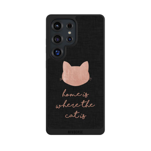 Samsung Galaxy S25 Ultra NIVOpure Home Is Where The Cat Is - Pink on Black 