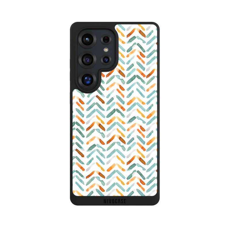 Galaxy S25 Ultra NIVOpure Élégant Automne Chevron Bleu Orange