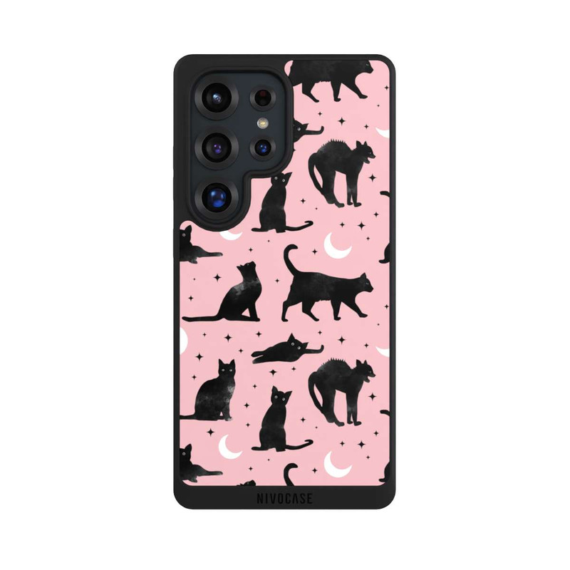 Galaxy S25 Ultra NIVOpure Katzen und Mond auf Rosa