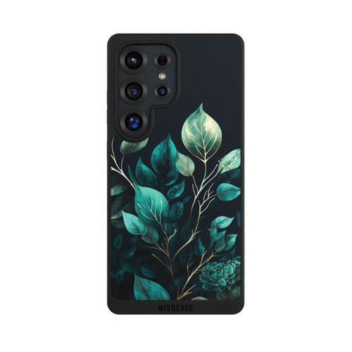 Samsung Galaxy S25 Ultra NIVOpure Grüne Eukalyptus Blätter mit dunklem Hintergrund mit KI