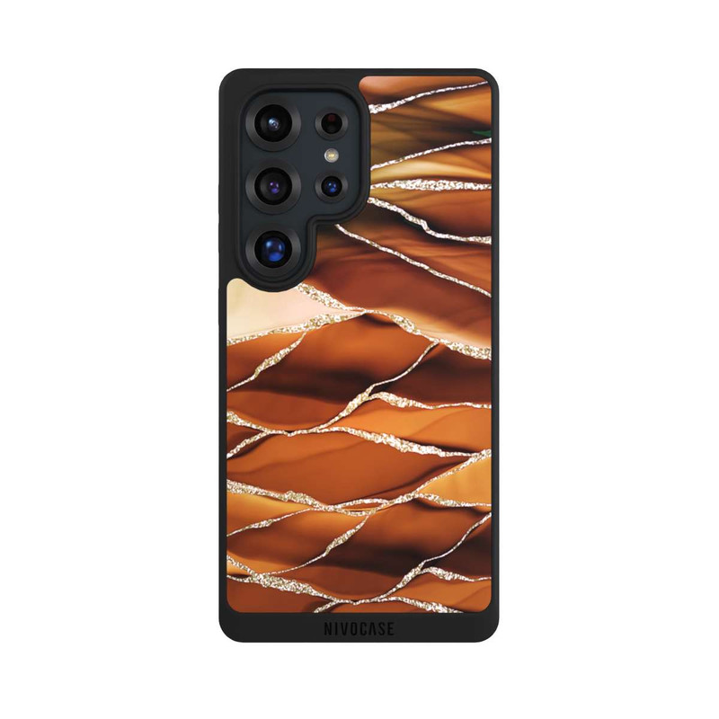 Galaxy S25 Ultra NIVOpure Rayures marbrées marron aspect pailleté
