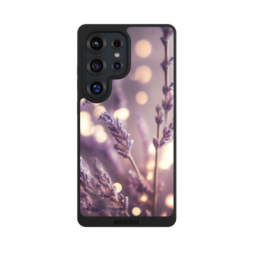 Samsung Galaxy S25 Ultra NIVOpure Lavande en gros plan avec IA