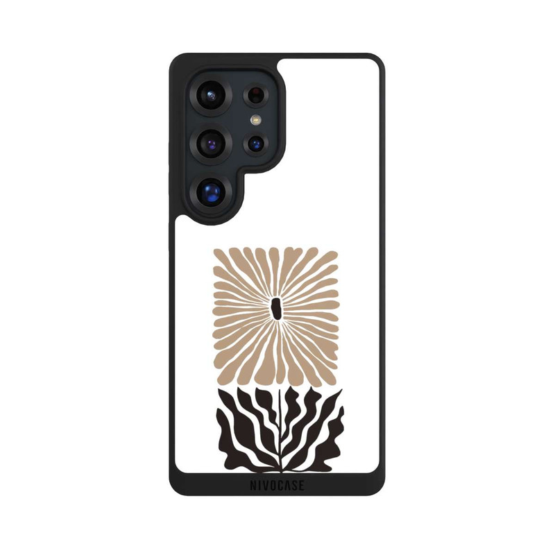 Galaxy S25 Ultra NIVOpure Fleur Bohème Marron sur Blanc