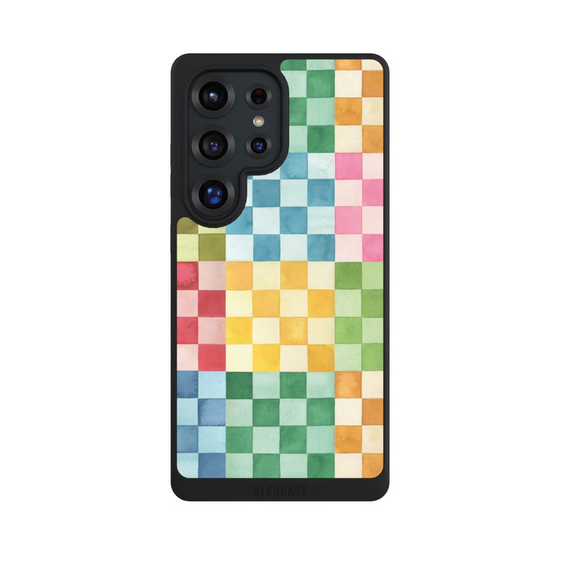 Galaxy S25 Ultra NIVOpure Checkerboard Watercolor Chess Geometric Red