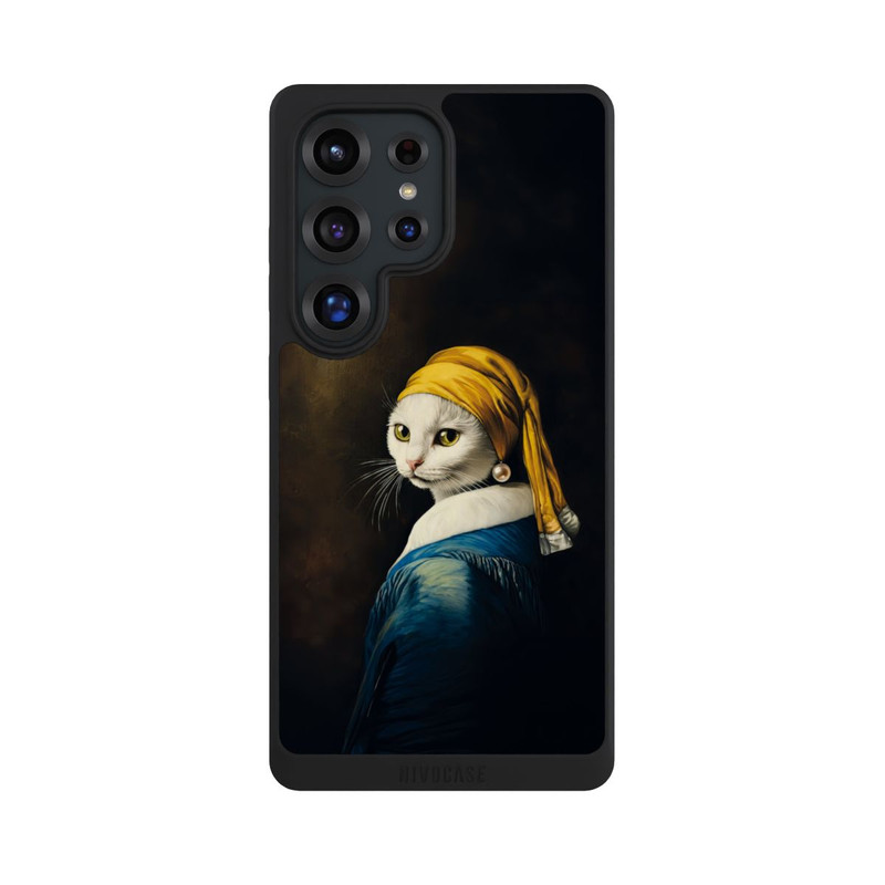 Galaxy S25 Ultra NIVOpure Girl with pearl earring as a white cat with AI