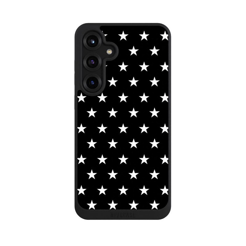 Galaxy S25 + NIVOpure Polka Stars Schwarz und Weiß