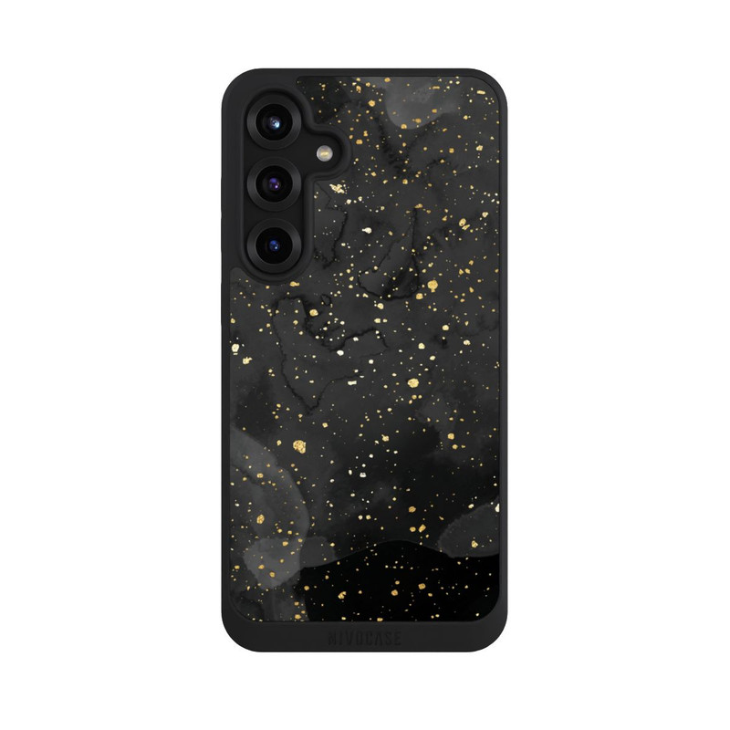 Galaxy S25 + NIVOpure Glitzernder Marmor-Schwarz-Gold-Look