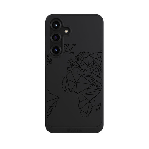 Samsung Galaxy S25+  NIVOpure Polygon Weltkarte Schwarz ohne Hintergrund