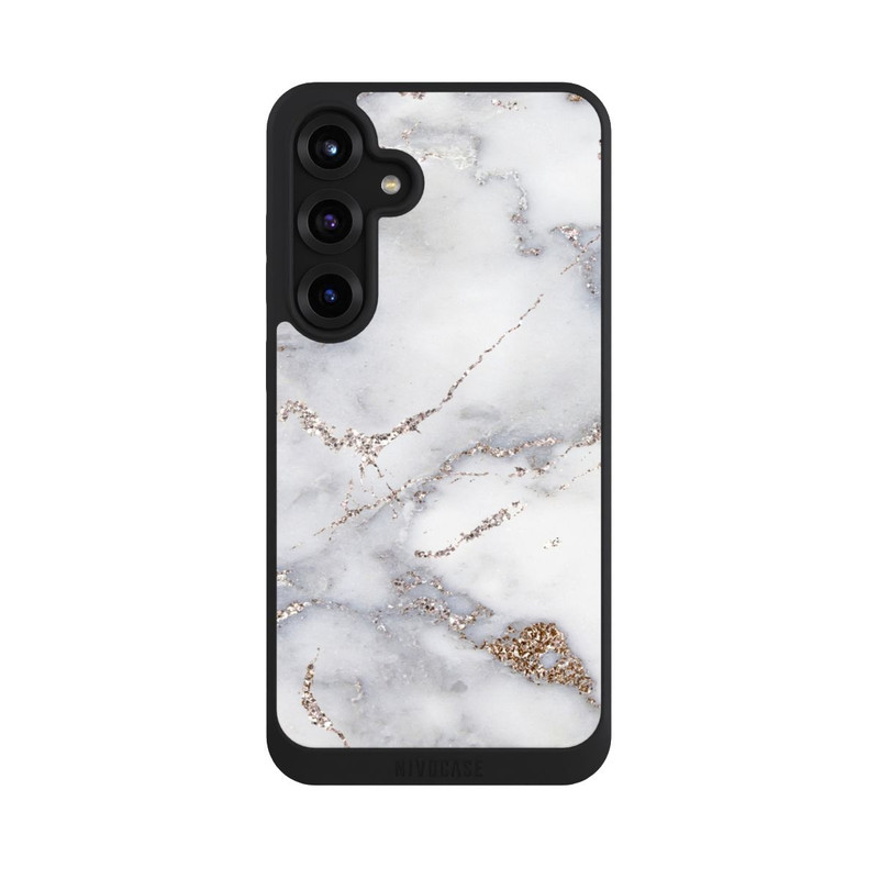 Galaxy S25 + NIVOpure Silver Glitter Marble Look