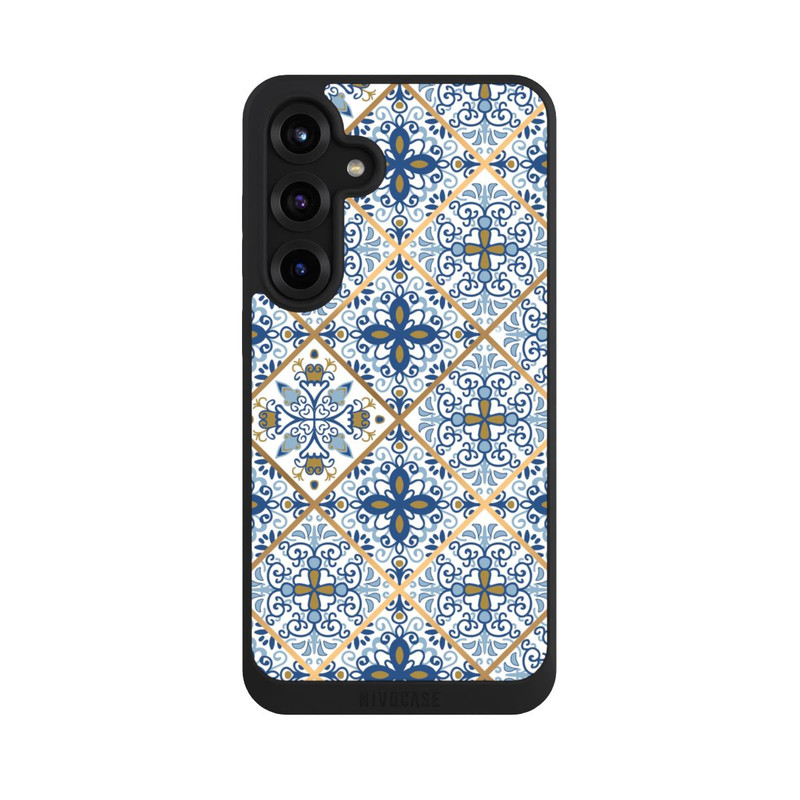 Galaxy S25 + NIVOpure Mosaik Blau-Gold Look