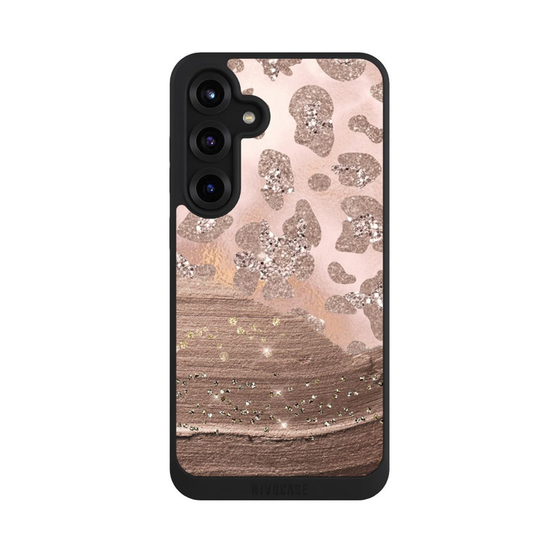Galaxy S25 + NIVOpure Silberner Leoparden Glitzerlook