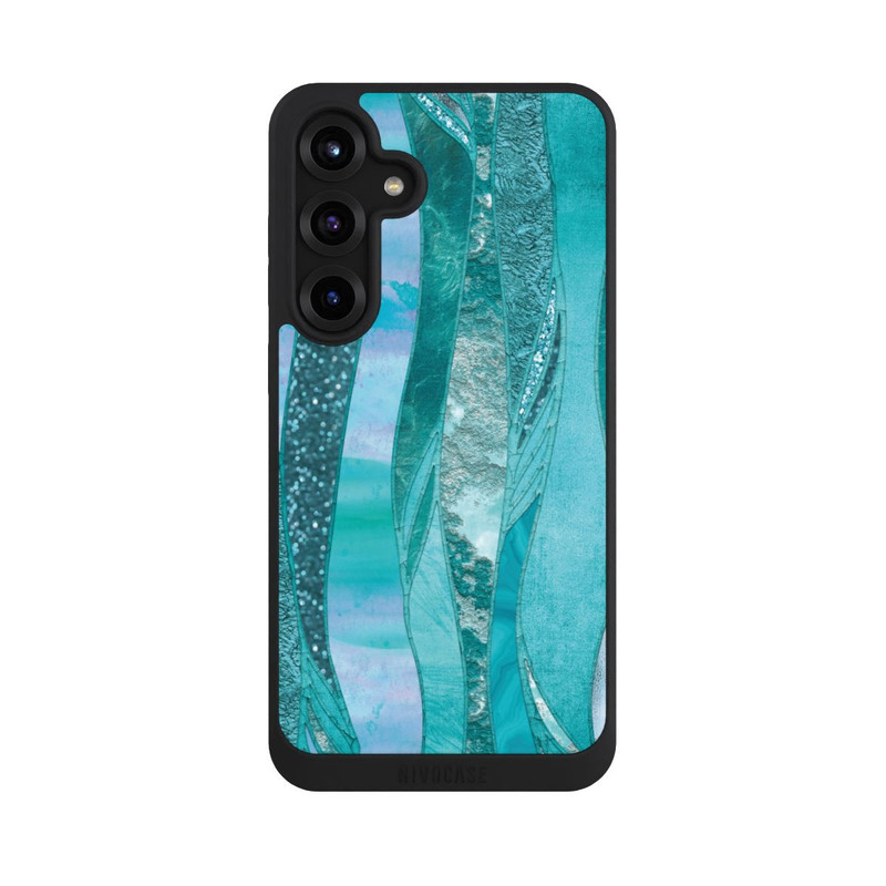 Galaxy S25 + NIVOpure glamouröser Glitzerlook blau