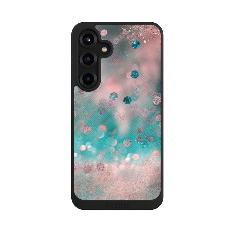 Galaxy S25 + NIVOpure Look pailleté glamour turquoise