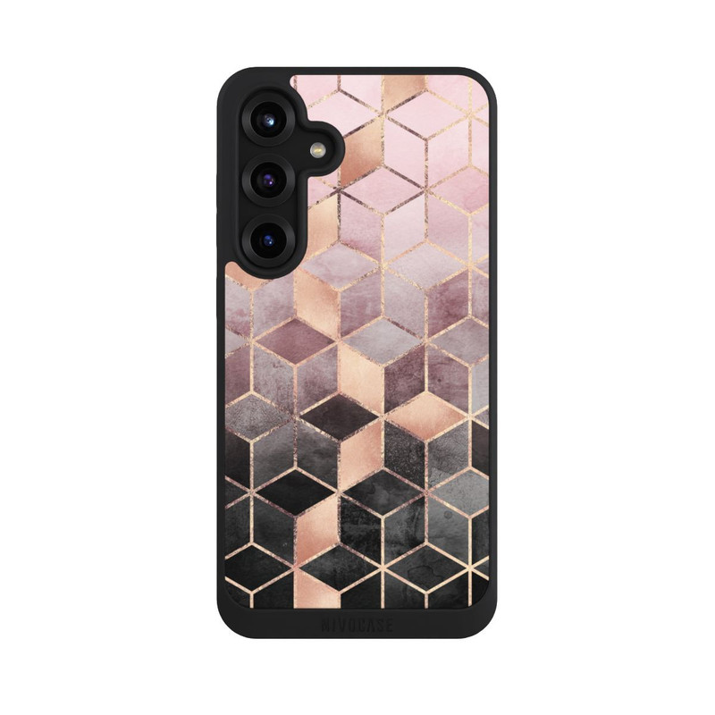 Galaxy S25 + NIVOpure Imprimé Cubes Dégradés Gris Rose