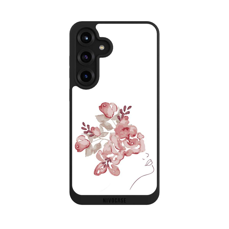 Galaxy S25 + NIVOpure Line Art Fleurs de visage de femme