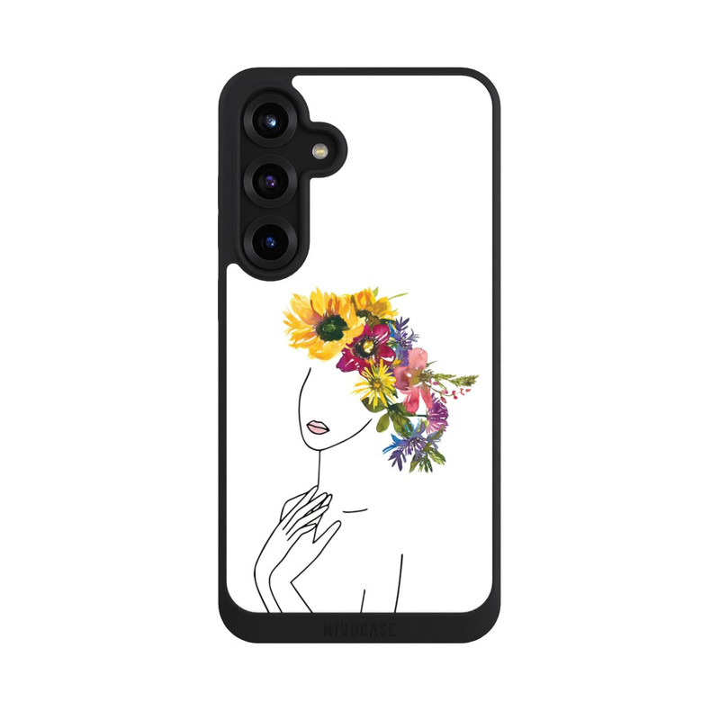 Galaxy S25 + NIVOpure Line Art femme et couronne de fleurs